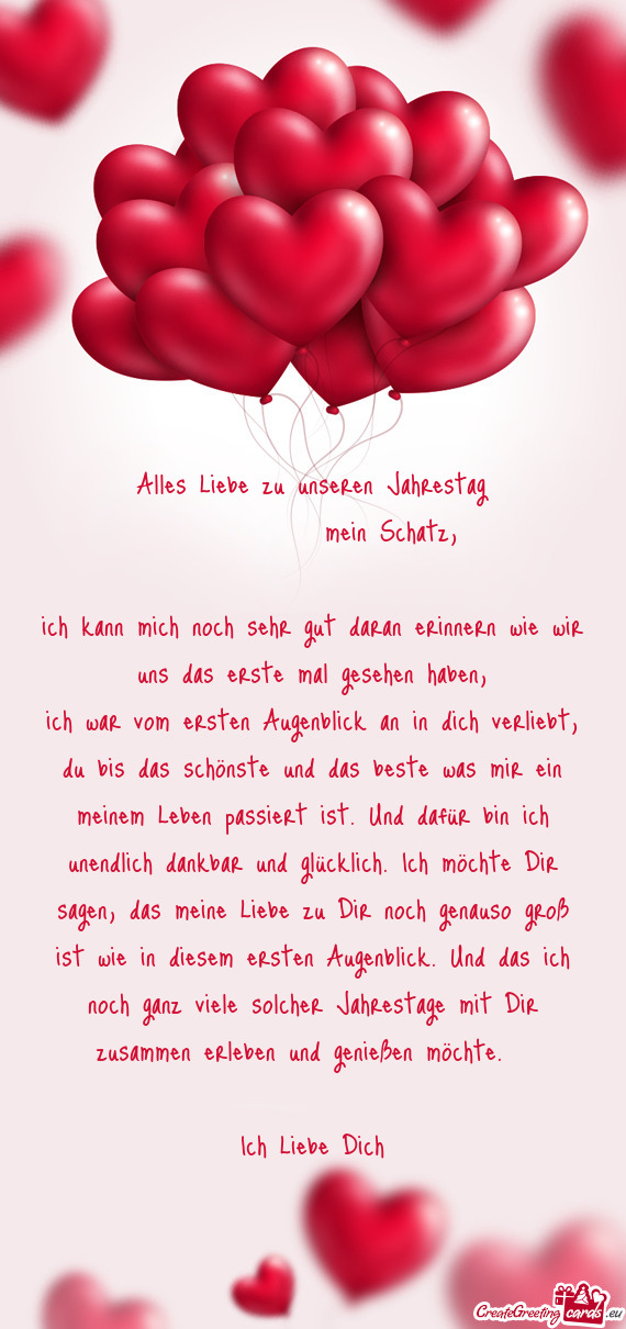 Alles Liebe zu unseren Jahrestag