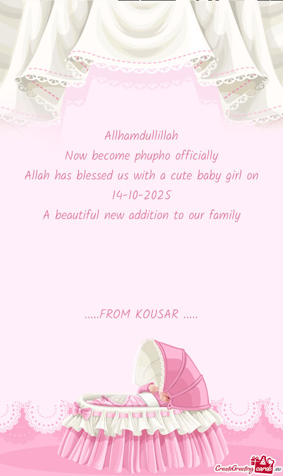Allhamdullillah Now become phupho officially Allah has blessed us with a cute baby girl on 14-10