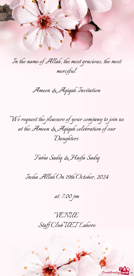 Ameen & Aqiqah Invitation