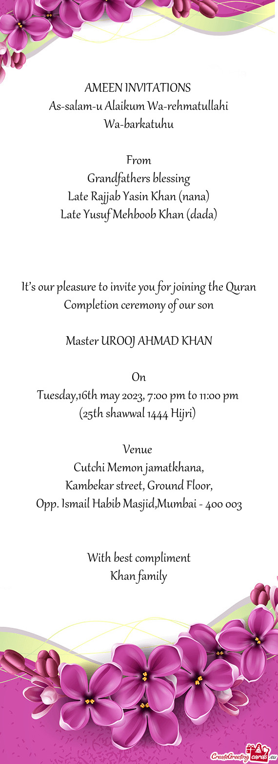 AMEEN INVITATIONS