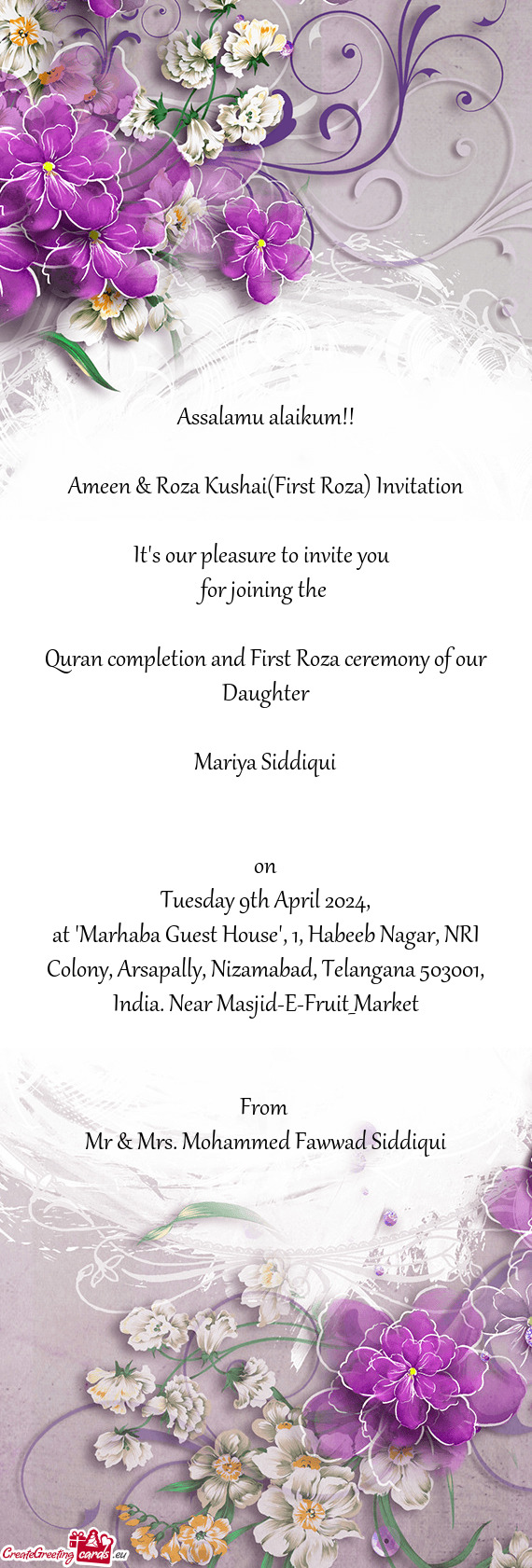 Ameen & Roza Kushai(First Roza) Invitation