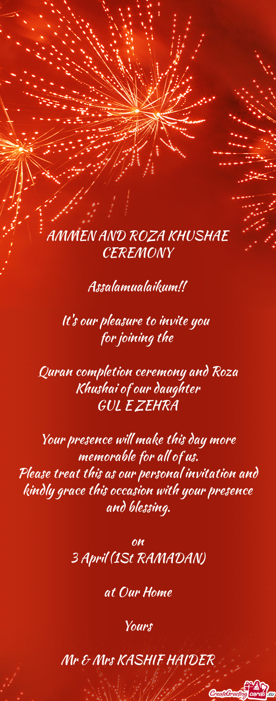 AMMEN AND ROZA KHUSHAE CEREMONY