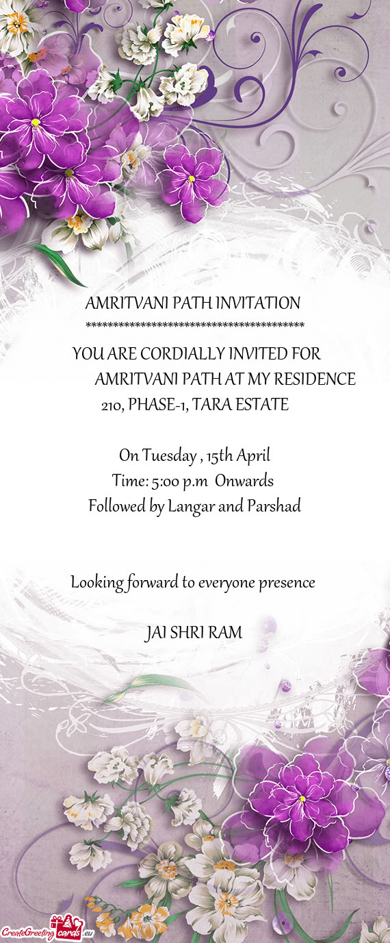 AMRITVANI PATH AT MY RESIDENCE 210, PHASE-1, TARA ESTATE
