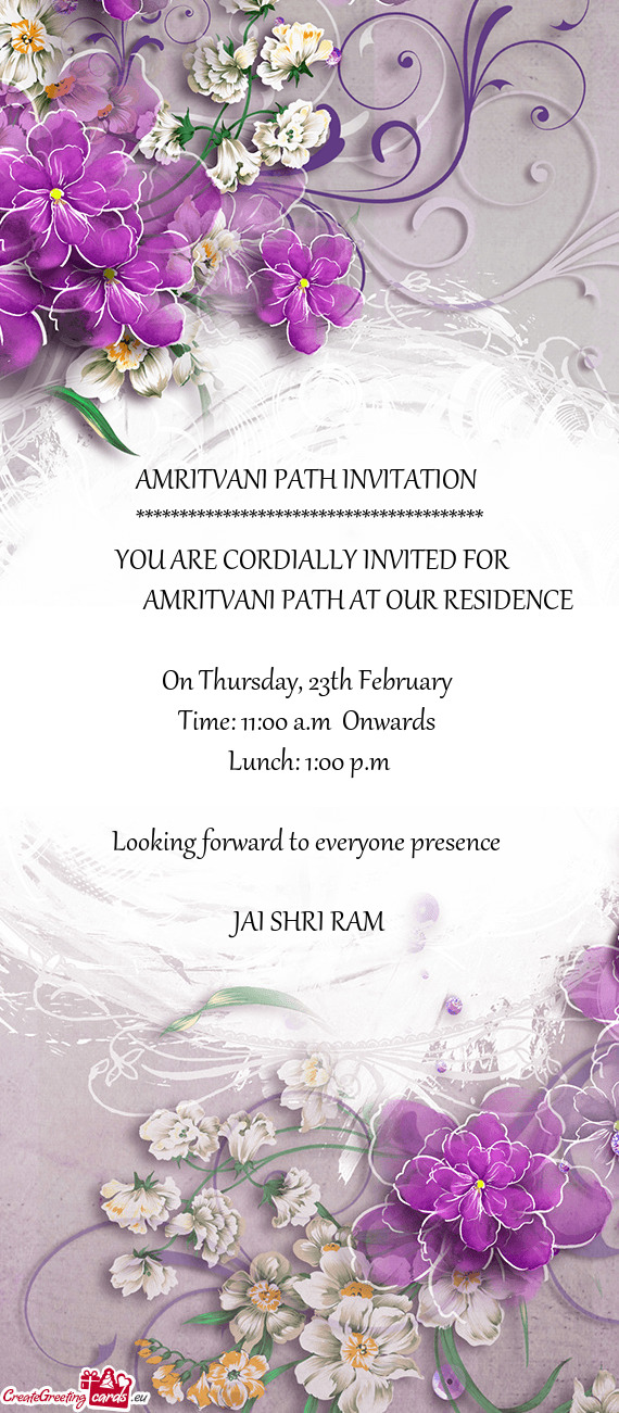 AMRITVANI PATH AT OUR RESIDENCE