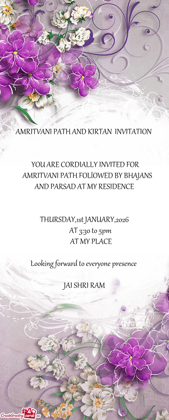 AMRITVANI PATH FOLlOWED BY BHAJANS AND PARSAD AT MY RESIDENCE