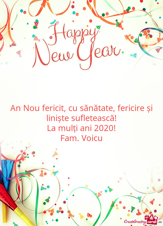 An Nou fericit, cu sănătate, fericire și liniște sufletească