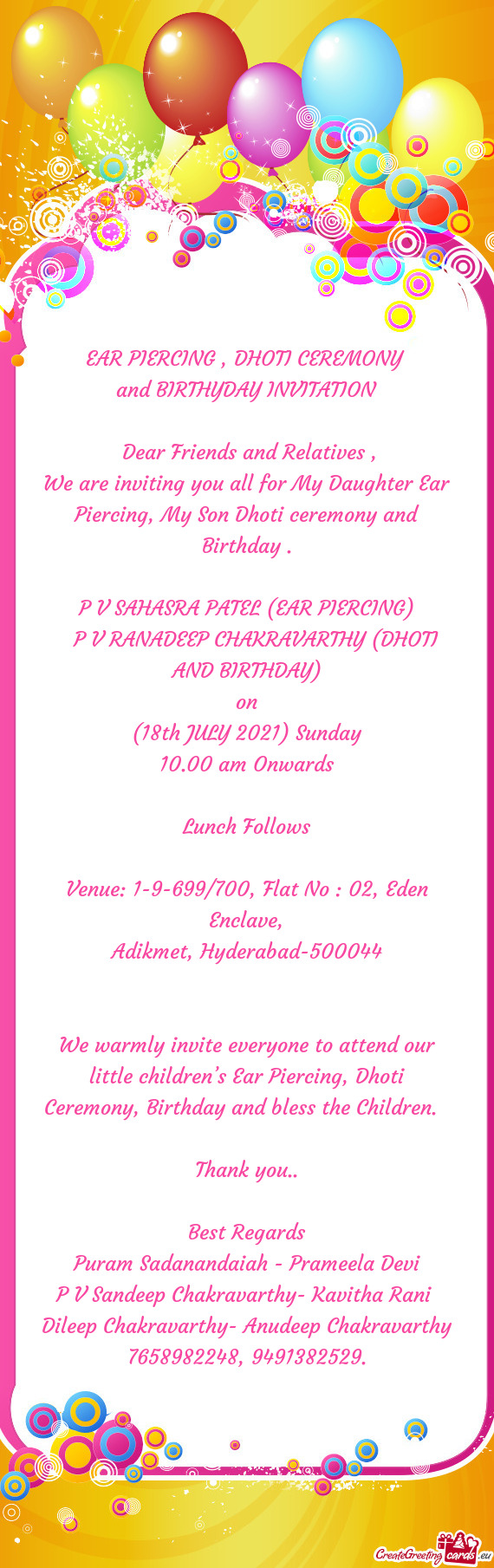 And BIRTHYDAY INVITATION