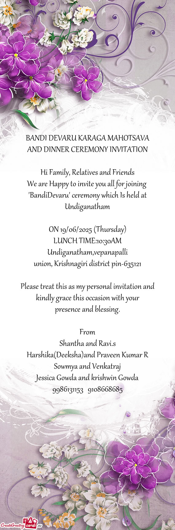 AND DINNER CEREMONY INVITATION