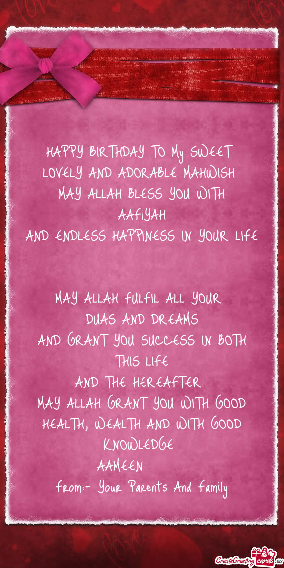 AND ENDLESS HAPPINESS IN YOUR LIFE