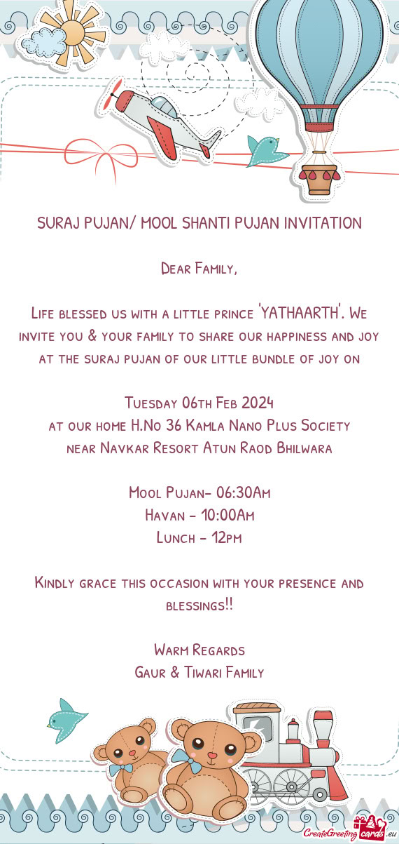 And joy at the suraj pujan of our little bundle of joy on