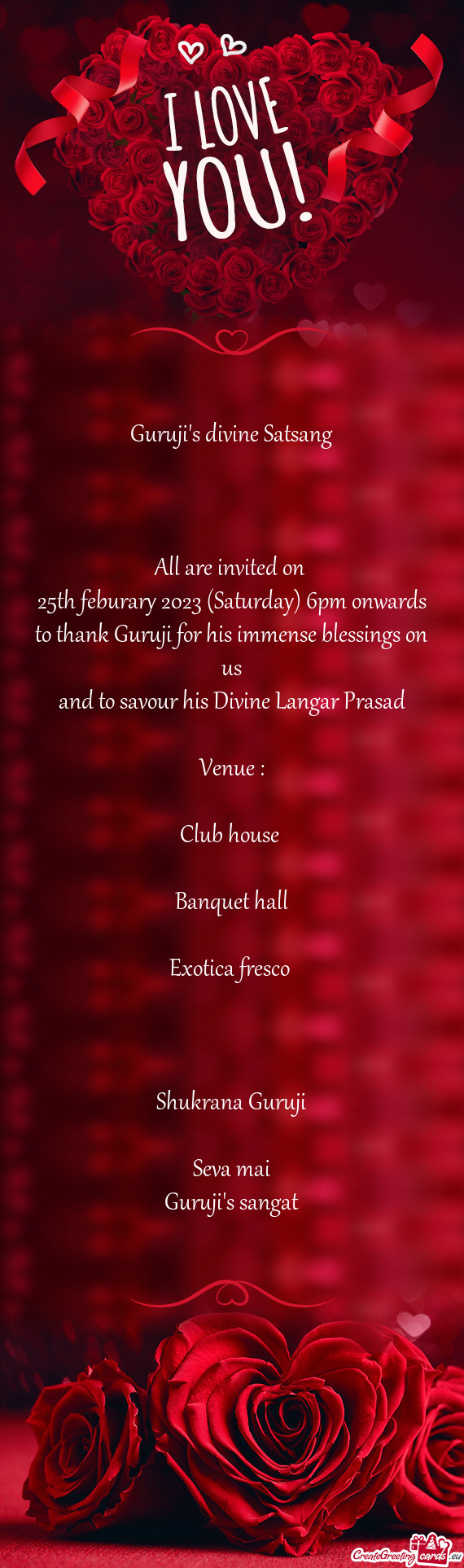 Ank Guruji for his immense blessings on us and to savour his Divine Langar Prasad  Venue