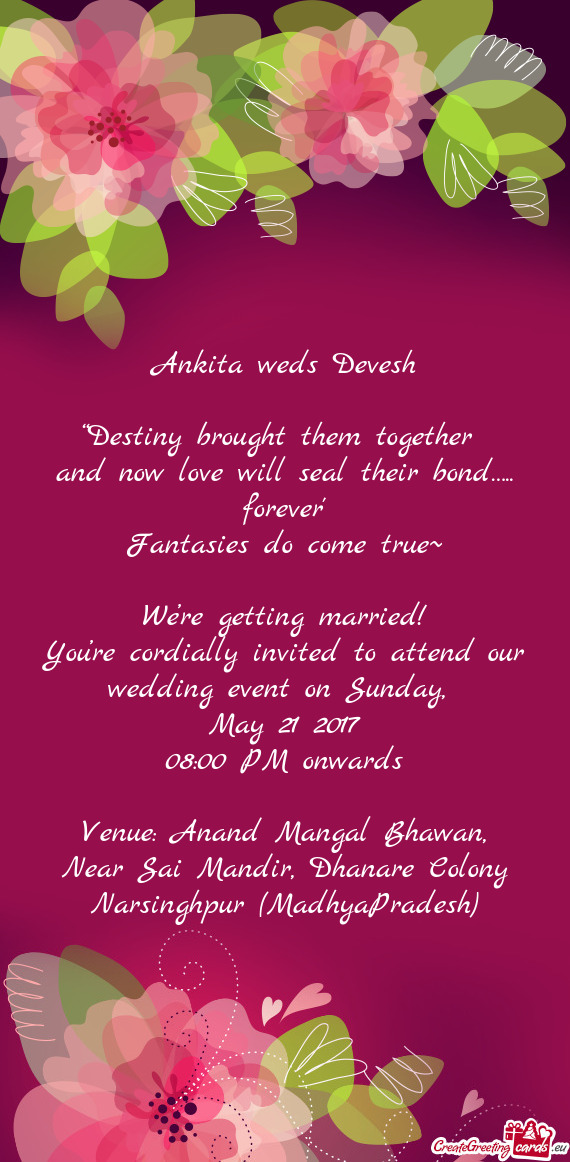 Ankita weds Devesh