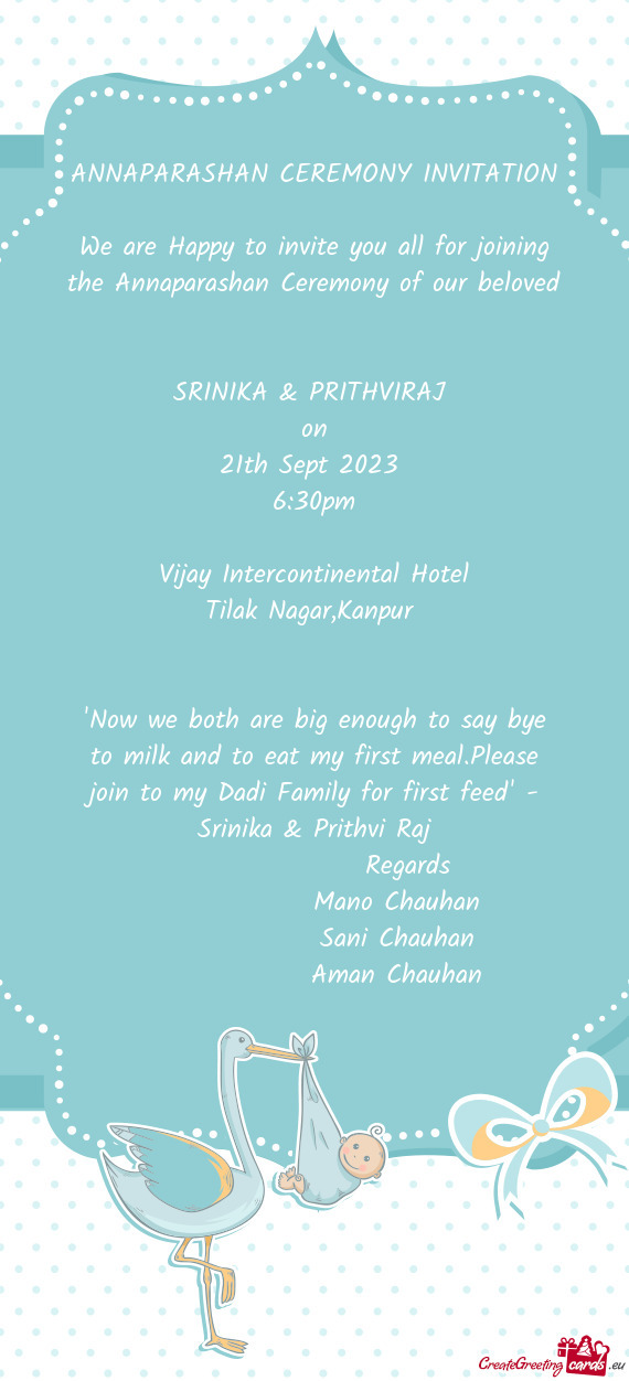 ANNAPARASHAN CEREMONY INVITATION