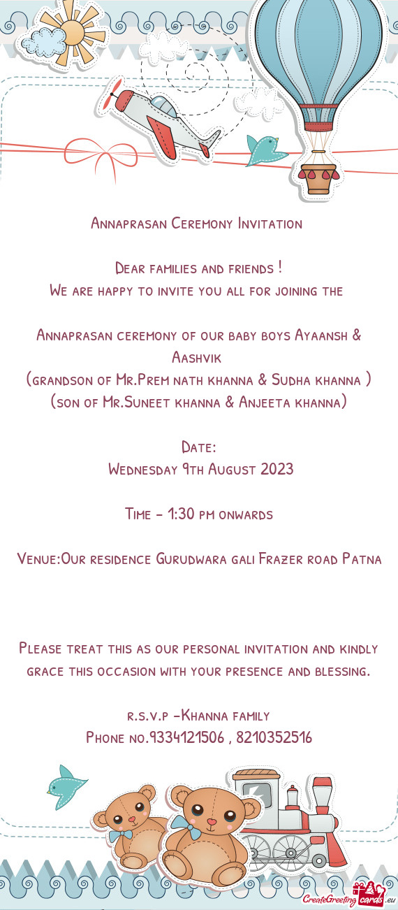 Annaprasan ceremony of our baby boys Ayaansh & Aashvik