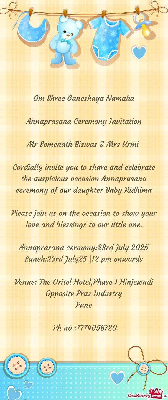 Annaprasana Ceremony Invitation