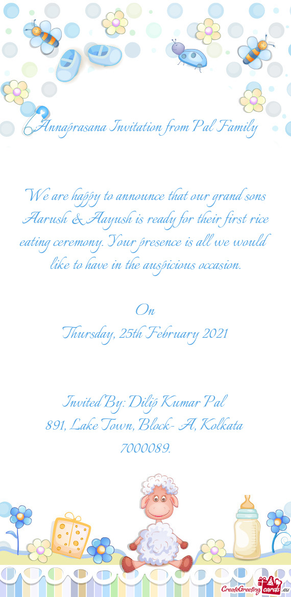 Annaprasana Invitation from Pal Family