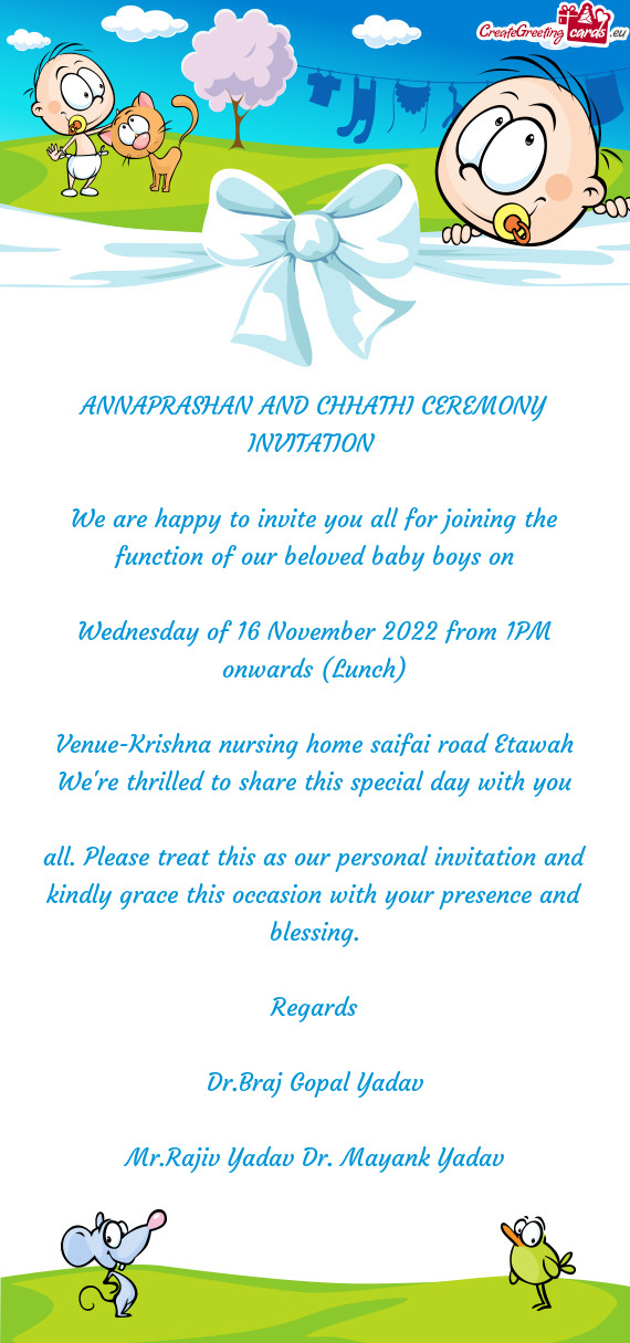 ANNAPRASHAN AND CHHATHI CEREMONY INVITATION