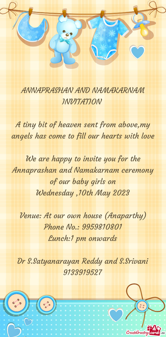 ANNAPRASHAN AND NAMAKARNAM INVITATION