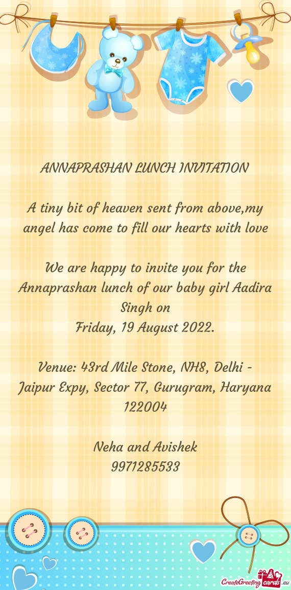 ANNAPRASHAN LUNCH INVITATION