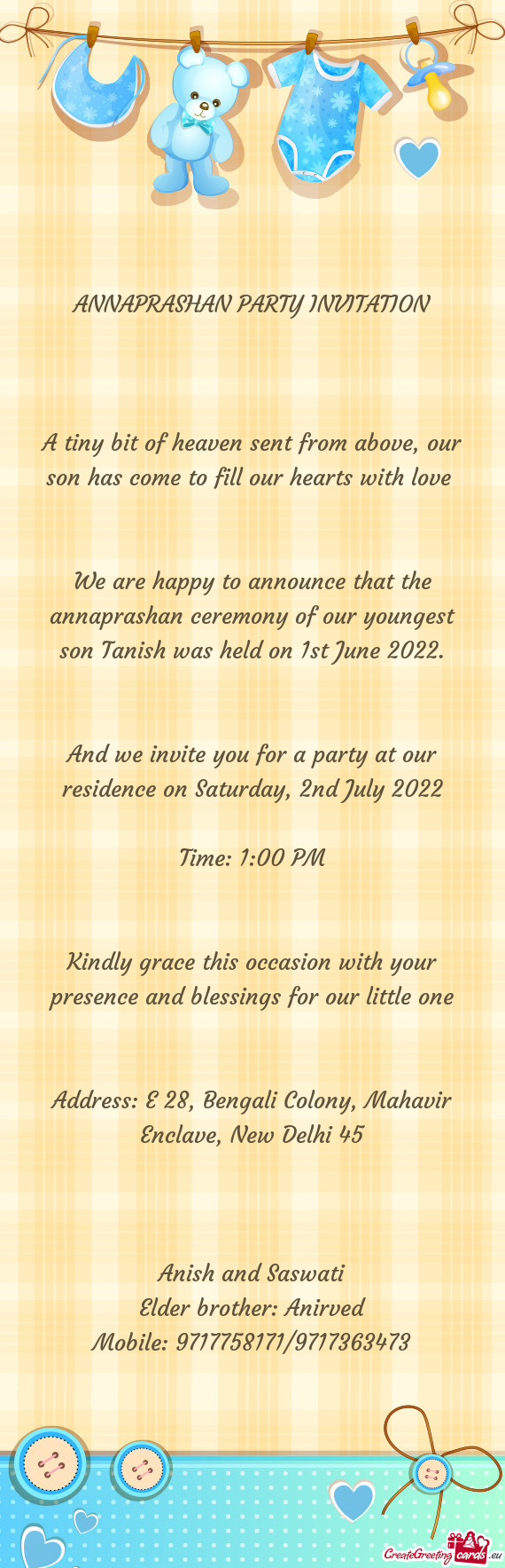 ANNAPRASHAN PARTY INVITATION