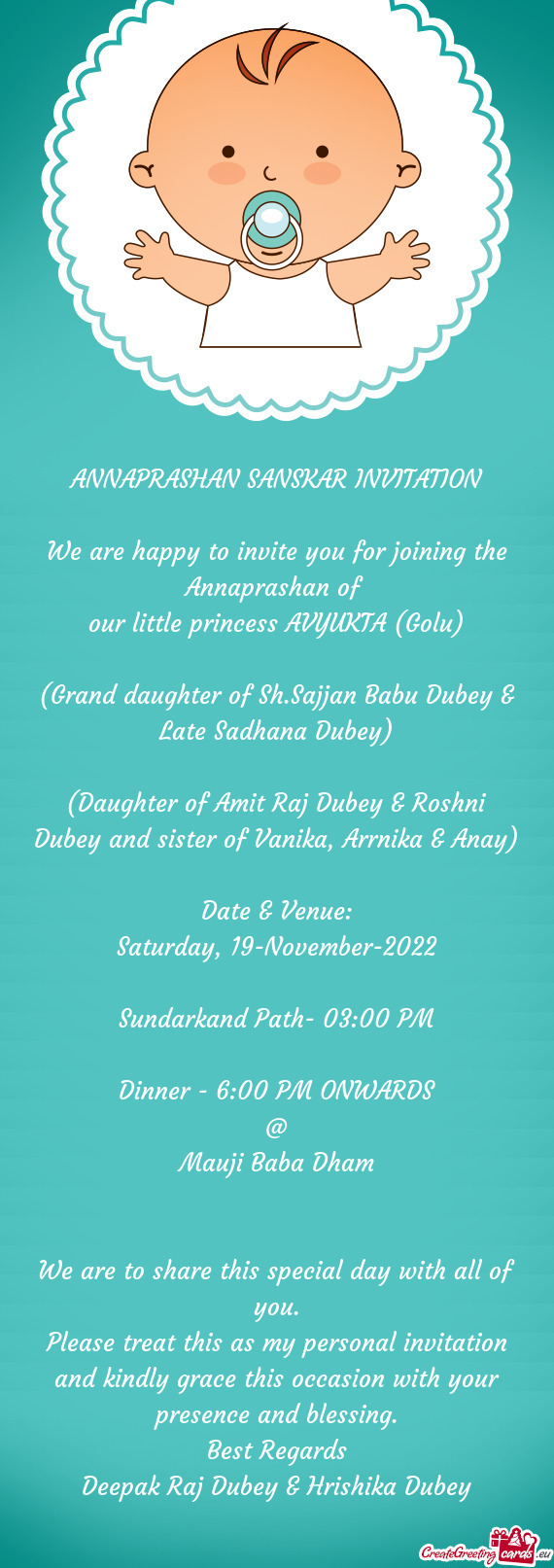 ANNAPRASHAN SANSKAR INVITATION