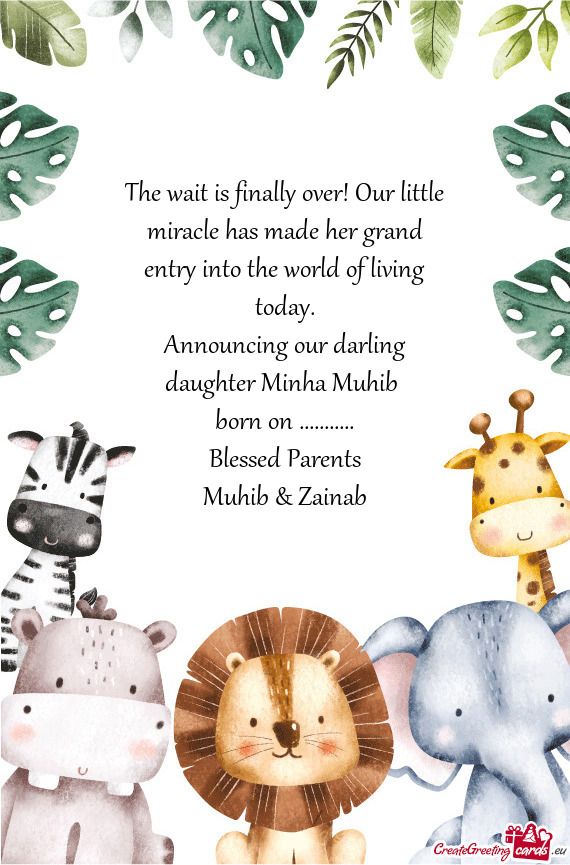 Announcing our darling daughter Minha Muhib