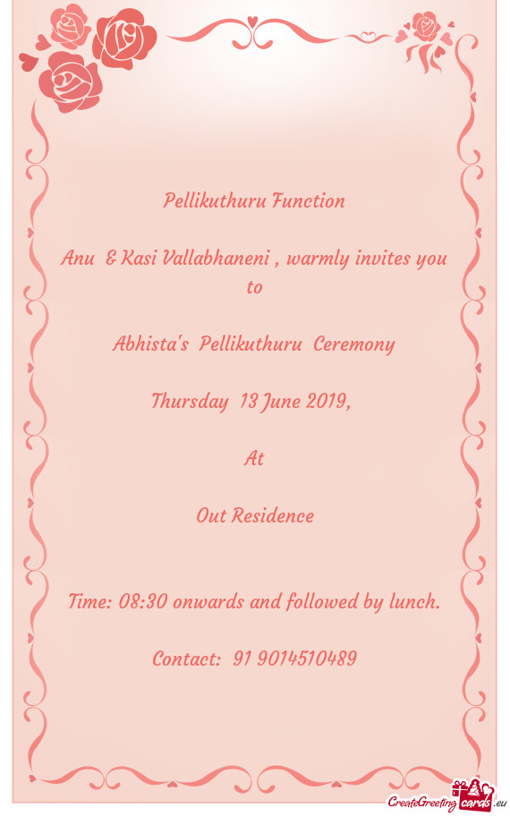 Anu & Kasi Vallabhaneni , warmly invites you to