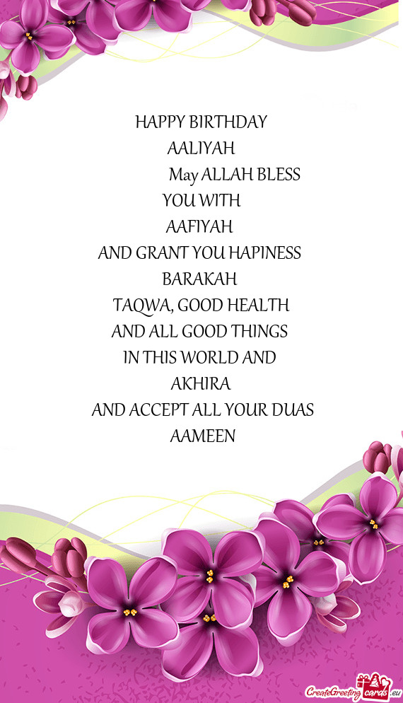 APINESS 
 BARAKAH 
 TAQWA