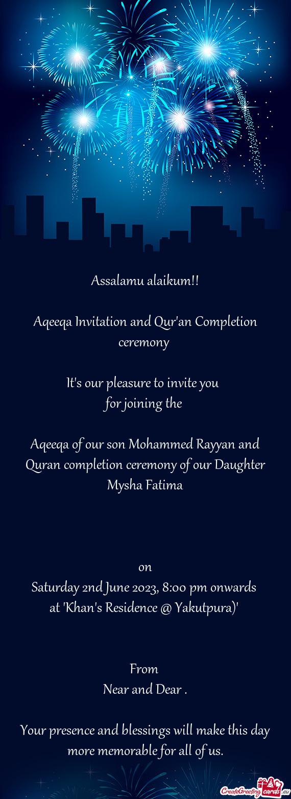 Aqeeqa Invitation and Qur