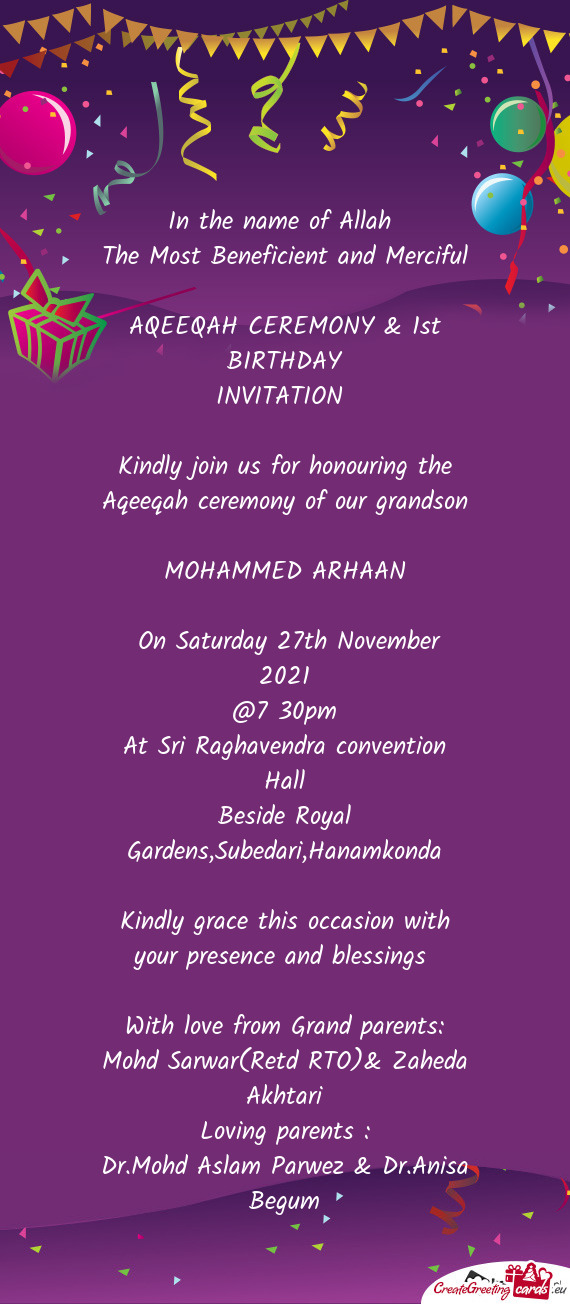 AQEEQAH CEREMONY & 1st BIRTHDAY