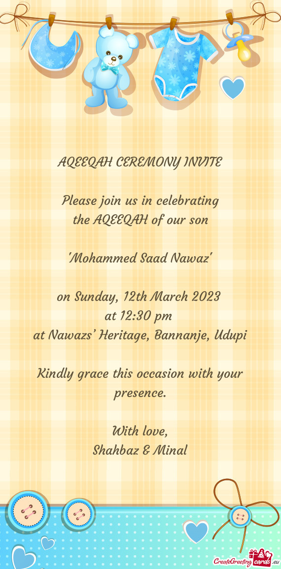 AQEEQAH CEREMONY INVITE