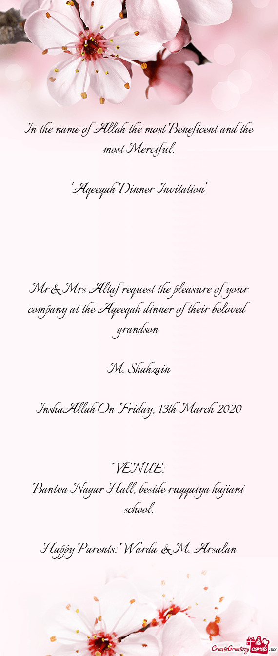 "Aqeeqah Dinner Invitation"