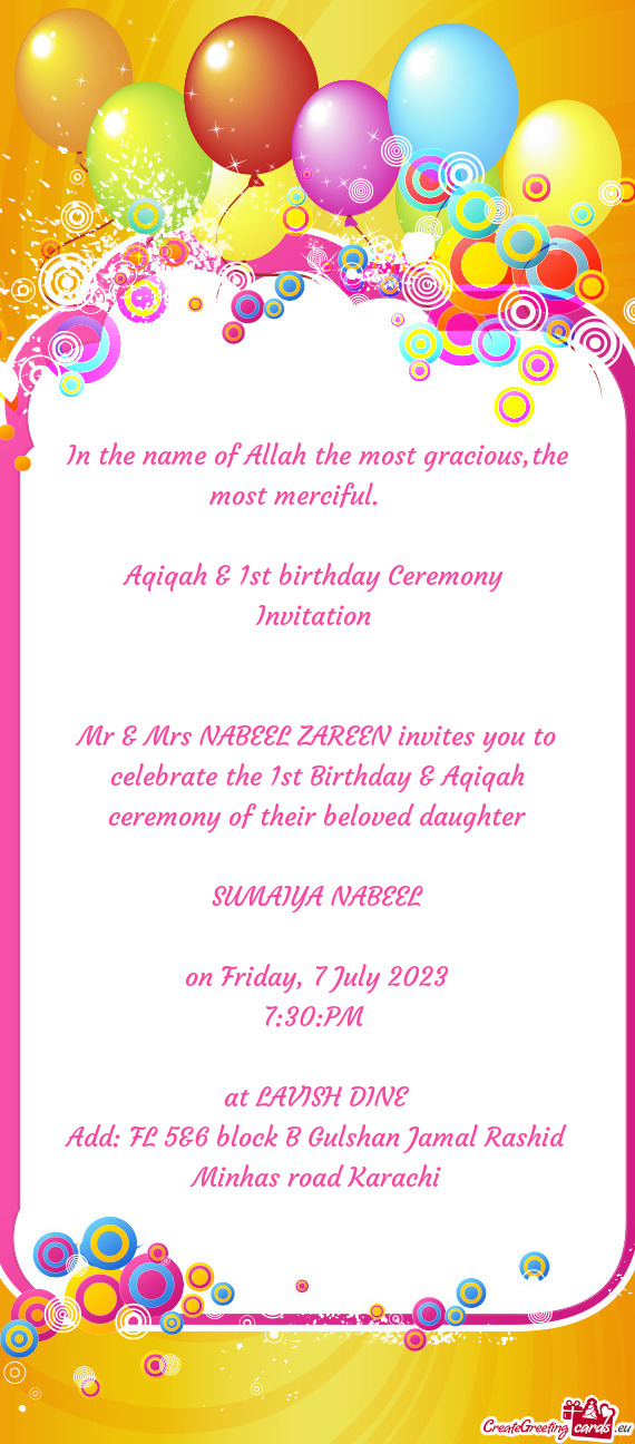 Aqiqah & 1st birthday Ceremony