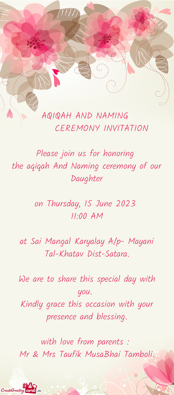 AQIQAH AND NAMING