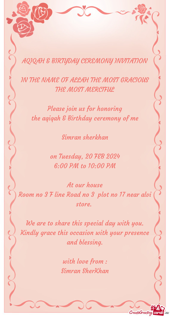 AQIQAH & BIRTYDAY CEREMONY INVITATION