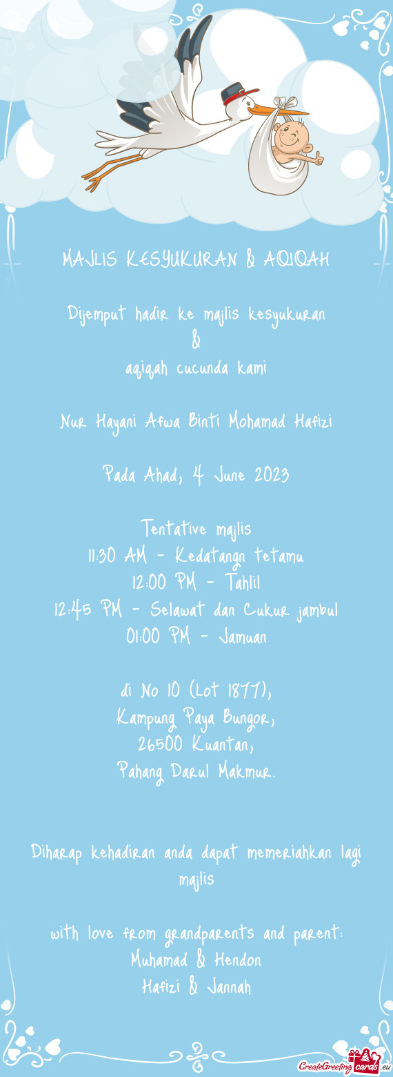 Aqiqah cucunda kami