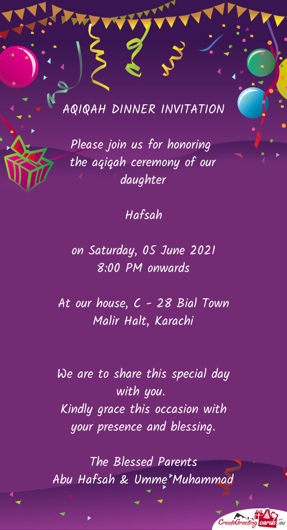 AQIQAH DINNER INVITATION