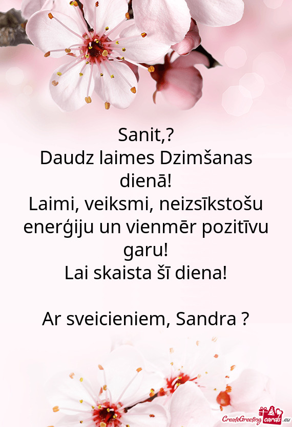 Ar sveicieniem, Sandra