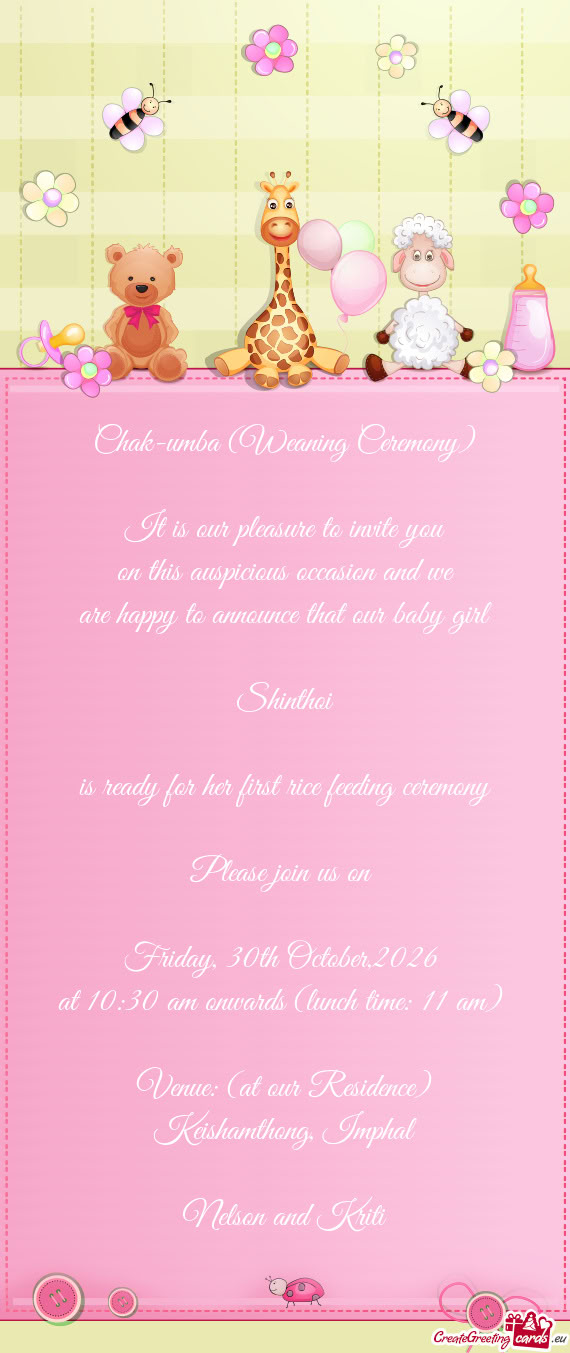 Are happy to announce that our baby girl