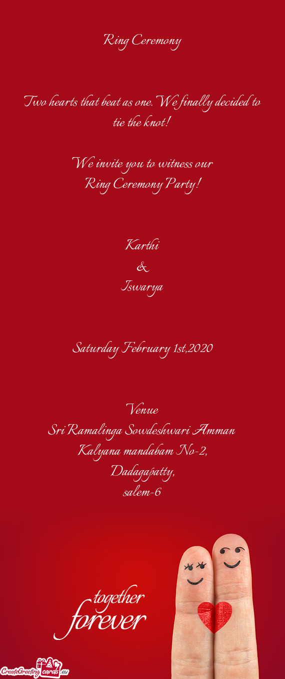 Arthi
 &
 Iswarya
 
 
 Saturday February 1st