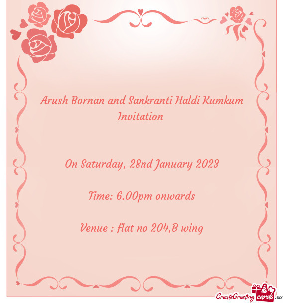 Arush Bornan and Sankranti Haldi Kumkum Invitation