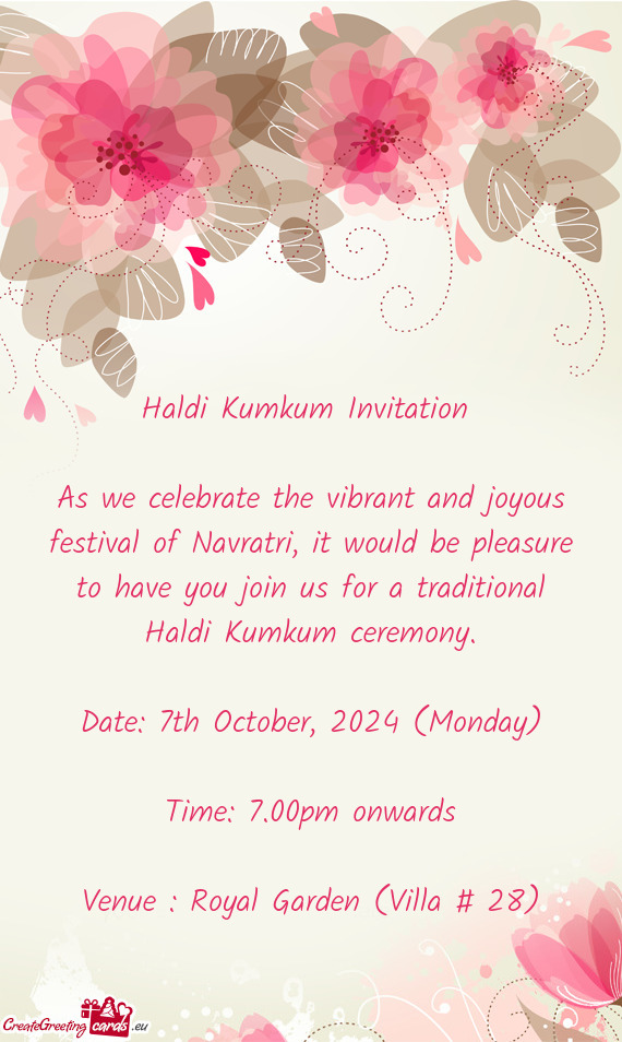 As we celebrate the vibrant and joyous festival of Navratri, it would be pleasure to have you join u