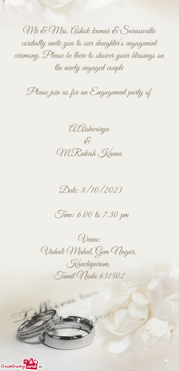 Ase be there to shower your blessings on the newly engaged couple