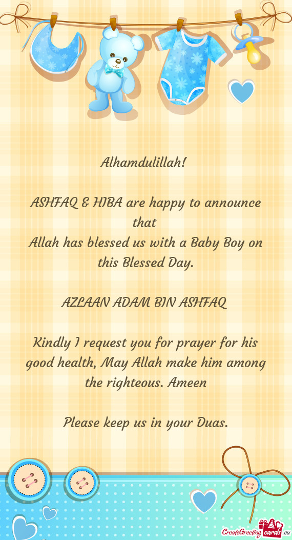 ASHFAQ & HIBA are happy to announce that