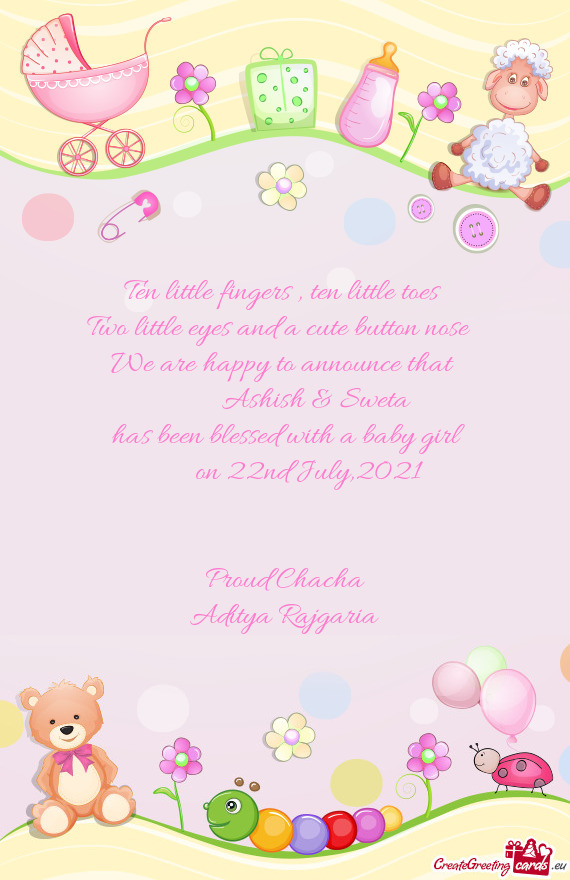 Ashish & Sweta
 has been blessed with a baby girl 
  on 22nd July