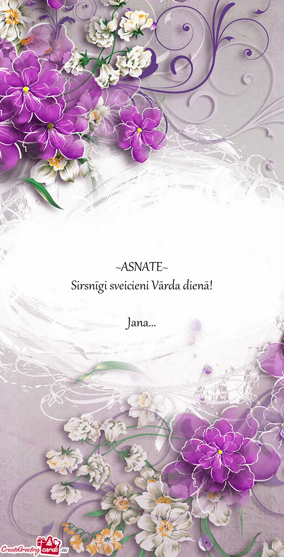 ~ASNATE~ Sirsnīgi sveicieni Vārda dienā! Jana