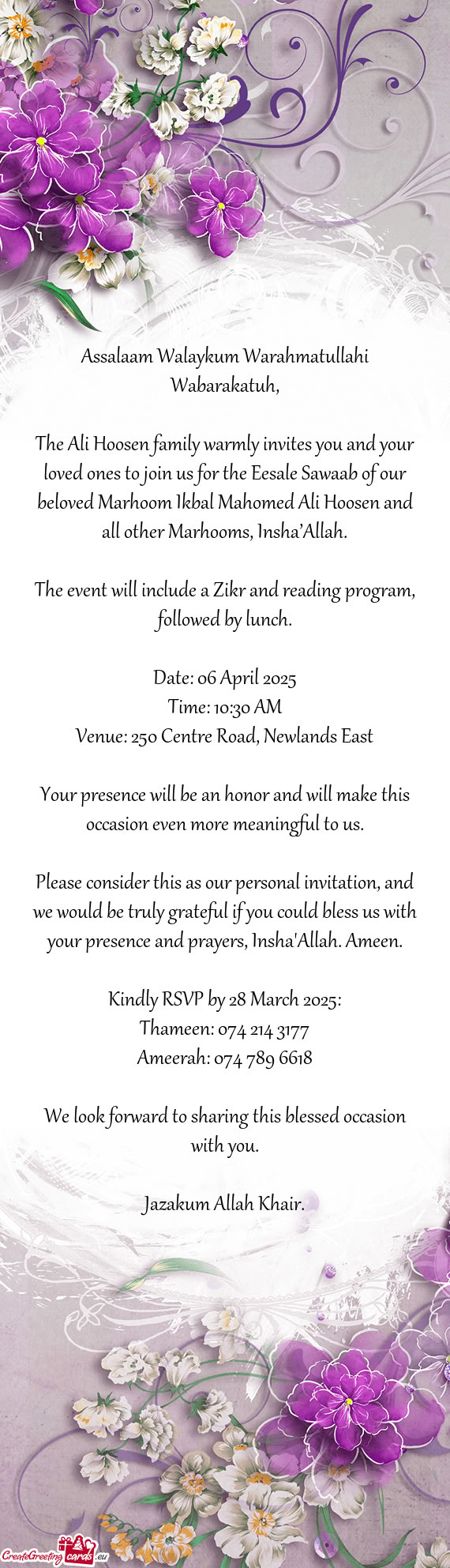 Assalaam Walaykum Warahmatullahi Wabarakatuh