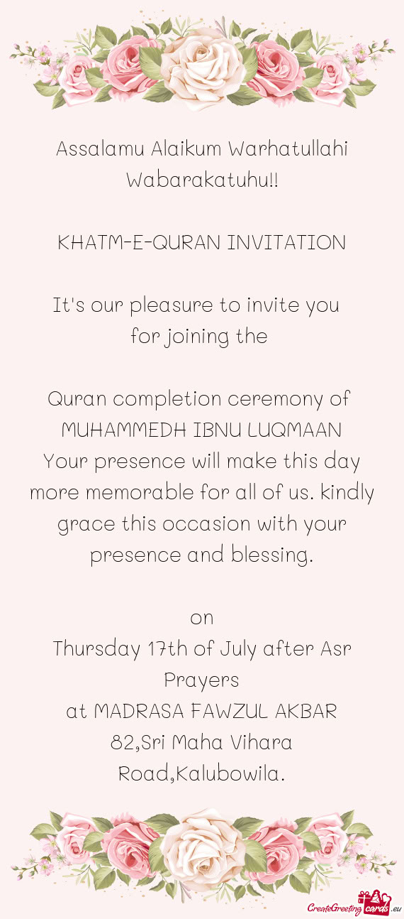 Assalamu Alaikum Warhatullahi Wabarakatuhu