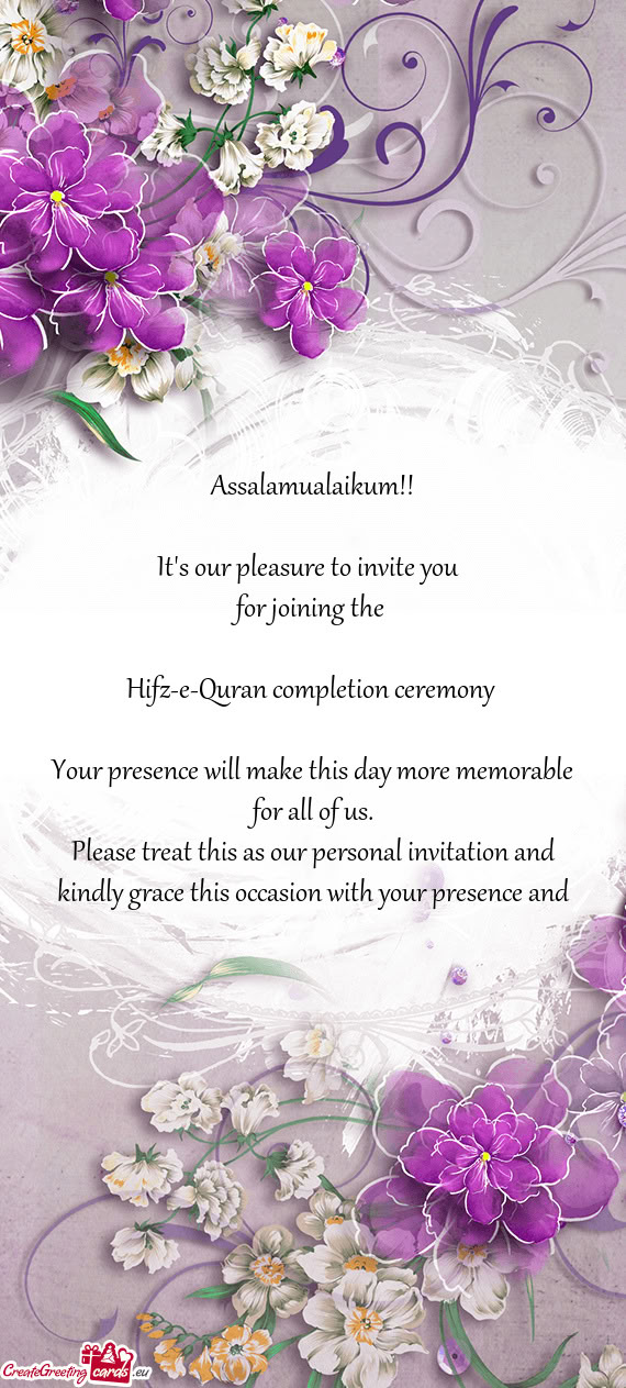 Assalamualaikum!! It