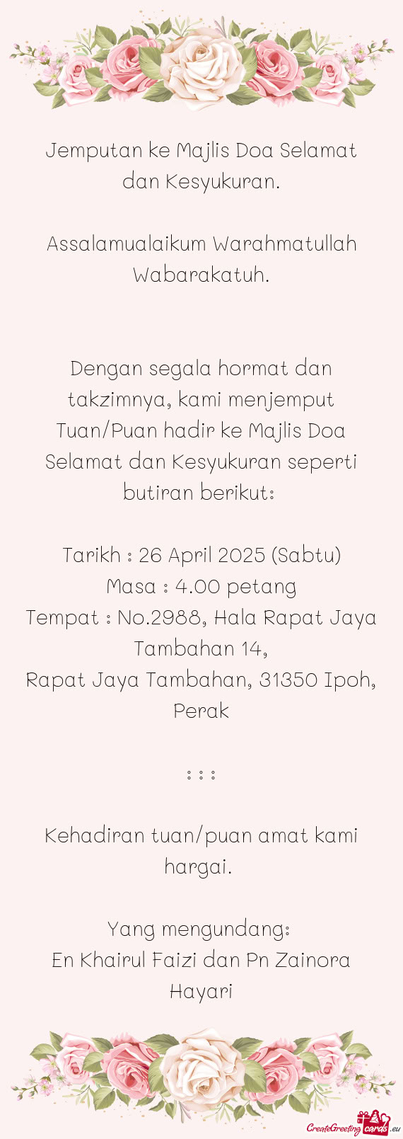 Assalamualaikum Warahmatullah Wabarakatuh